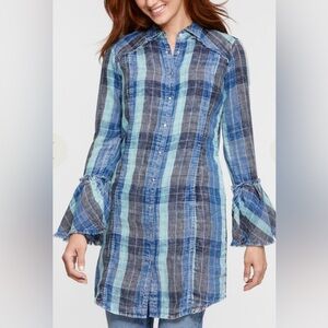 Overland Lolena Cotton Plaid Shirt Dress - NWT